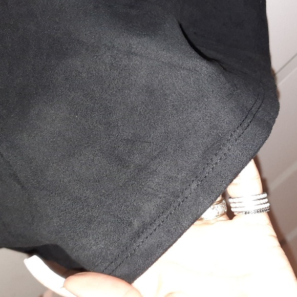 NWT SEXXY NAUGHTY SUEDE BLACK MINI SKIRT ♥️ WITH SIDE SLIT - Picture 2 of 6